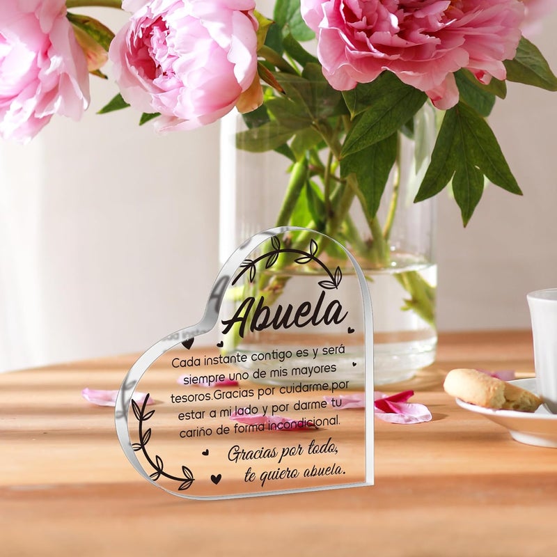 Yopyame Spanish Grandma Acrylic Gifts - Regalos para Abuela Heart Acrylic Plaque Ideas Keepsake Paperweights for Grandma in Spanish Father's Day Christmas Gifts for Grandma from Granddaughter Grandson - Image 4
